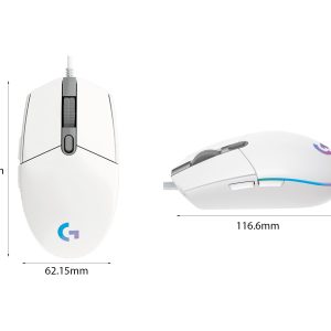 53013 kich thuoc chuot choi game logitech g102 gen2 white usb rgb trang