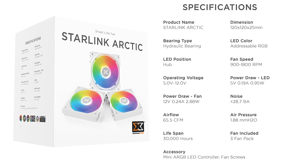 Bộ 3 Quạt tản nhiệt XIGMATEK STARLINK ARCTIC ARGB (EN41310) 11 Bộ 3 Quạt tản nhiệt XIGMATEK STARLINK ARCTIC ARGB (EN41310) - Ảnh 11