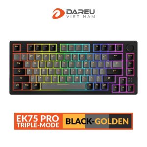 BÀN PHÍM CƠ DAREU EK75 PRO TRI-MODE BLACK-GOLDEN _FIREFLY SWITCH