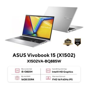 Laptop Asus Vivobook 15 X1502VA-BQ885W (Intel Core i5-13420H | 16GB | 512GB | Intel UHD | 15.6 inch FHD IPS | Win 11 | Bạc)