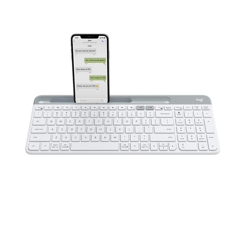 BÀN PHÍM KHÔNG DÂY LOGITECH K580 PALE GREY (USB/BLUETOOTH/TRẮNG) bảo hành chính hãng - Ảnh 4