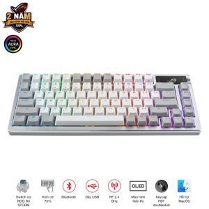 Bàn phím Gaming ASUS ROG AZOTH NX RED/WL/PBT/OLED-SCR/Trắng _ 90MP0316-BKUA11