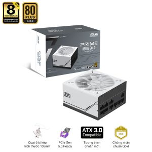 Nguồn ASUS PRIME AP850G (850W, ATX 3.0, PCIe 5.0, 80 Plus Gold, Full Modular, 8 năm bảo hành)
