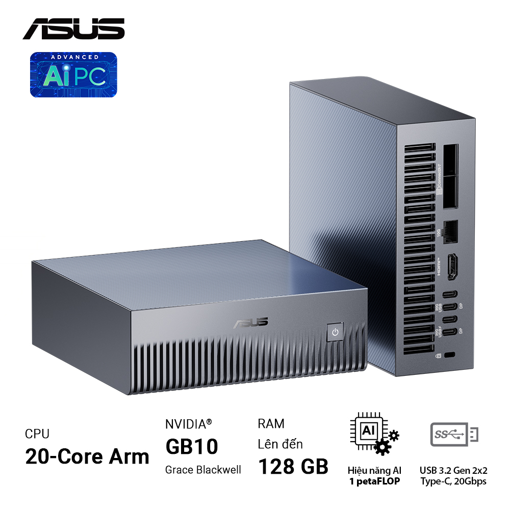 Bộ Mini PC AI Asus Ascent GX10: Sức Mạnh AI Đột Phá, Gọn Nhẹ Cùng Nvidia GB10 và 128GB RAM 1 Ascent GX10 11