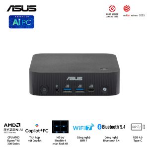 Bộ Mini PC ASUS NUC AI 350 PN54-B-S70032MN ( PN54) Ryzen AI 7 350/ 2xDDR5-5600 /2xNVMe Gen4/ 1x HDMI 2.1/2x DP/1xFingerprint/1xcopilot/ VESA MOUNT