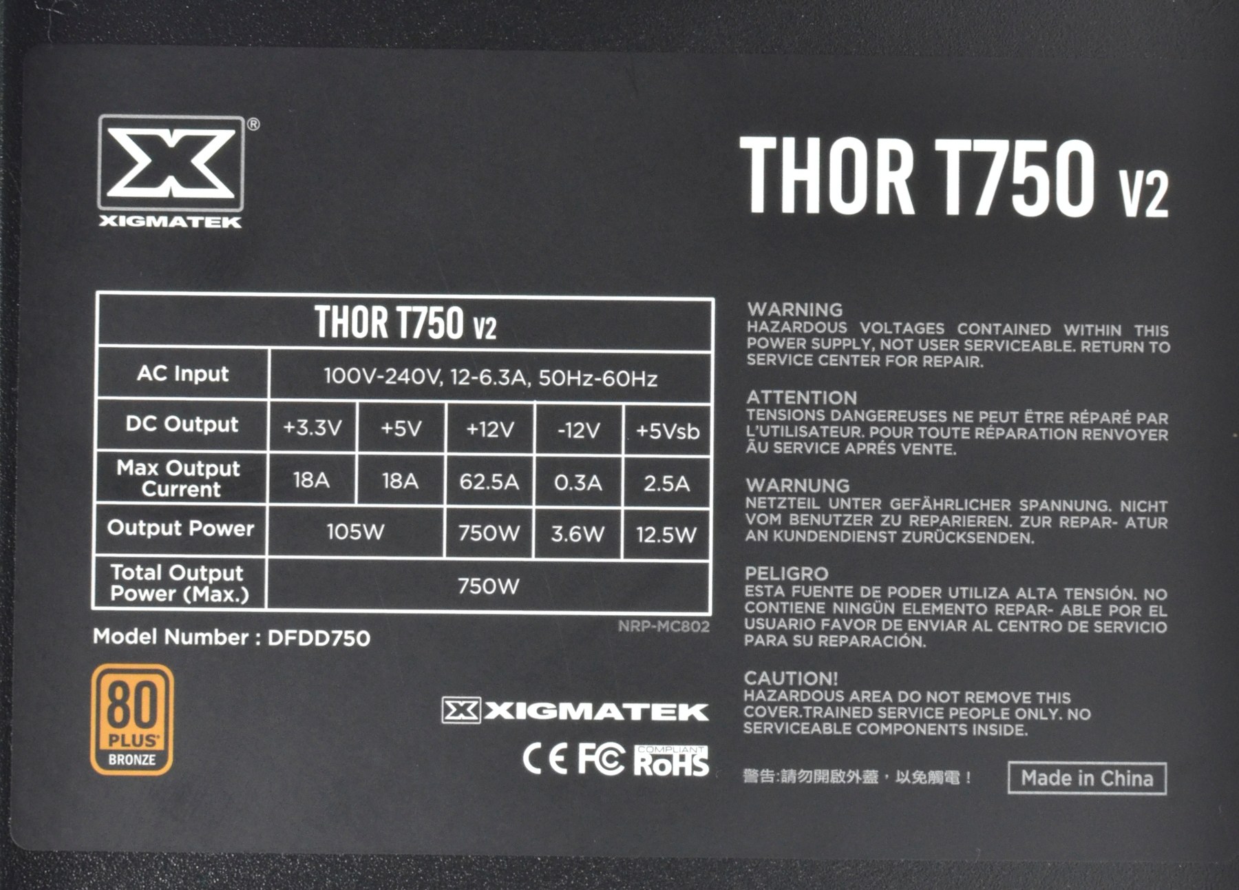 Nguồn Xigmatek 750W THOR T750 V2 80 Plus Bronze (EN41501) 5 Nguồn Xigmatek 750W THOR T750 V2 80 Plus Bronze (EN41501) - Ảnh 5