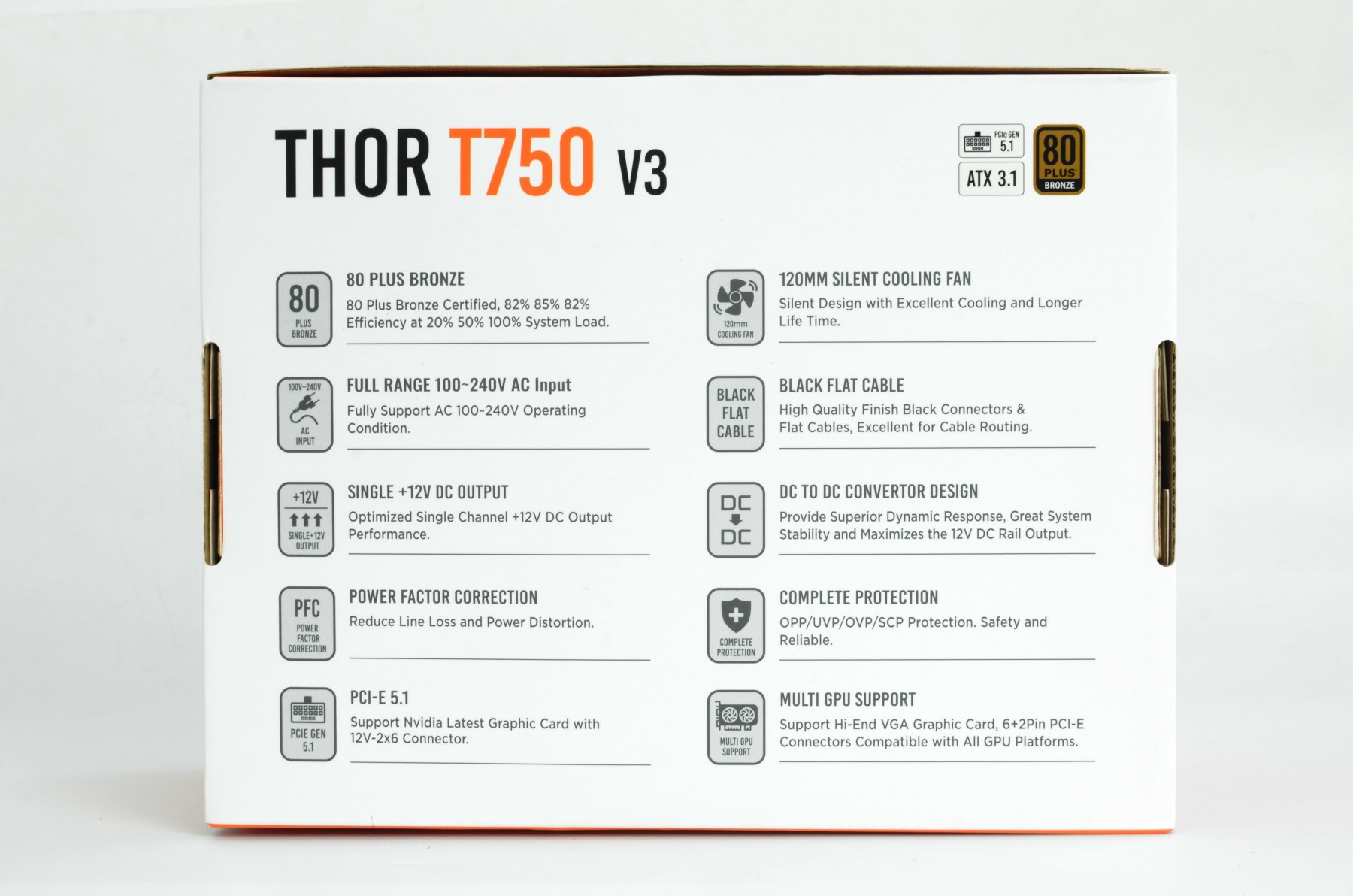 Nguồn Xigmatek Thor T750 V3 750W | 80 Plus Bronze, PCIe Gen 5.1, ATX 3.1, 100% cáp dẹt đen 7 Nguồn Xigmatek Thor T750 V3 750W | 80 Plus Bronze, PCIe Gen 5.1, ATX 3.1, 100% cáp dẹt đen - Ảnh 7