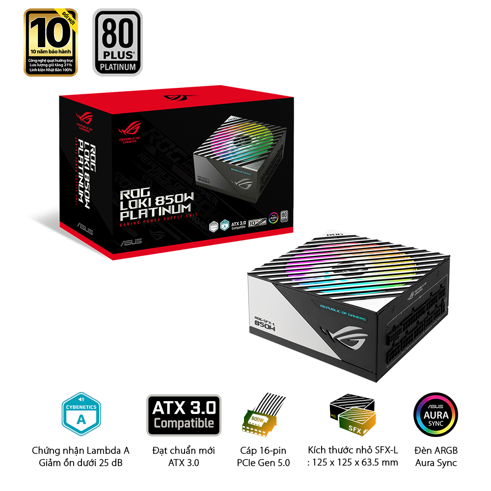 Nguồn ASUS ROG LOKI 850P SFX-L Gaming bảo hành 10 năm 1 Nguồn ASUS ROG LOKI 850P SFX-L Gaming bảo hành 10 năm