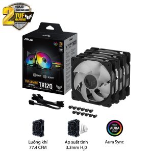 Bộ 3 quạt tản nhiệt ASUS TUF Gaming TR120 ARGB - Đen bảo hành 2 năm