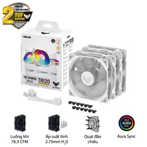 Bộ 3 quạt tản nhiệt ASUS TUF Gaming TF120 ARGB - Trắng đảo chiều bảo hành 2 năm
