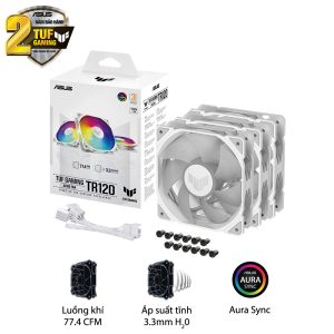 Bộ 3 quạt tản nhiệt ASUS TUF Gaming TR120 ARGB - Trắng bảo hành 2 năm