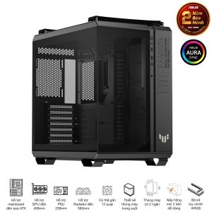 Vỏ case máy tính ASUS TUF Gaming GT502 Horizon màu đen (ATX, hỗ trợ VGA đến 400mm và tản nhiệt 360mm) bảo hành 2 năm