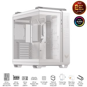 Vỏ Case Asus TUF GAMING GT502 HORIZON WHITE(ATX/Mid tower) bảo hành 2 năm