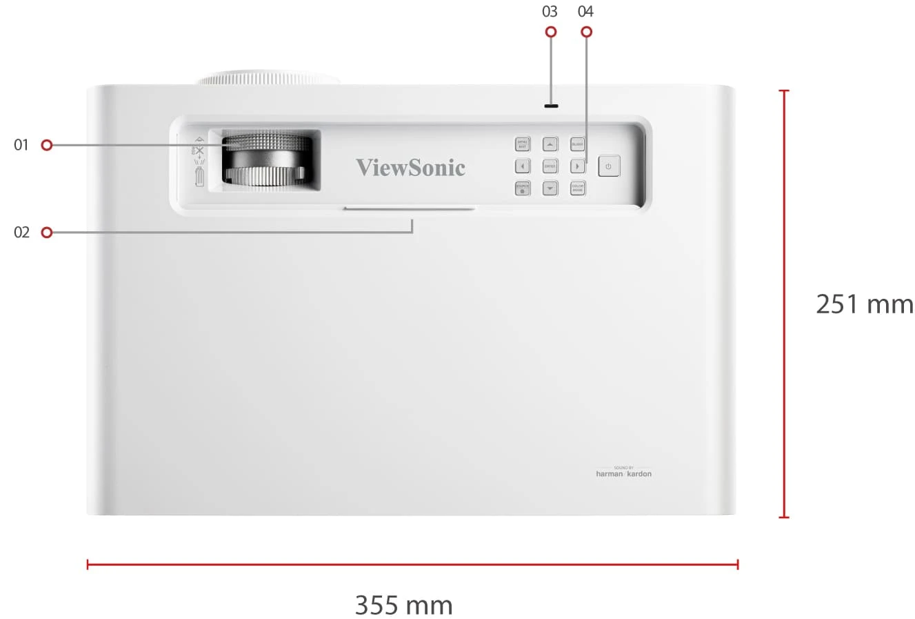 Máy chiếu ViewSonic X2 43 X1 Dimension 01 1