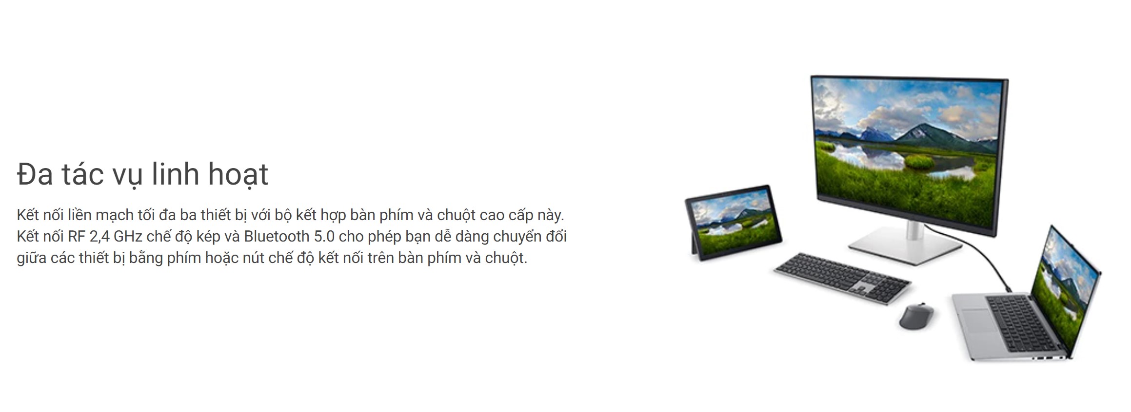 Bộ Bàn phím chuột không dây Dell KM7321W đen (USB/Bluetooth)