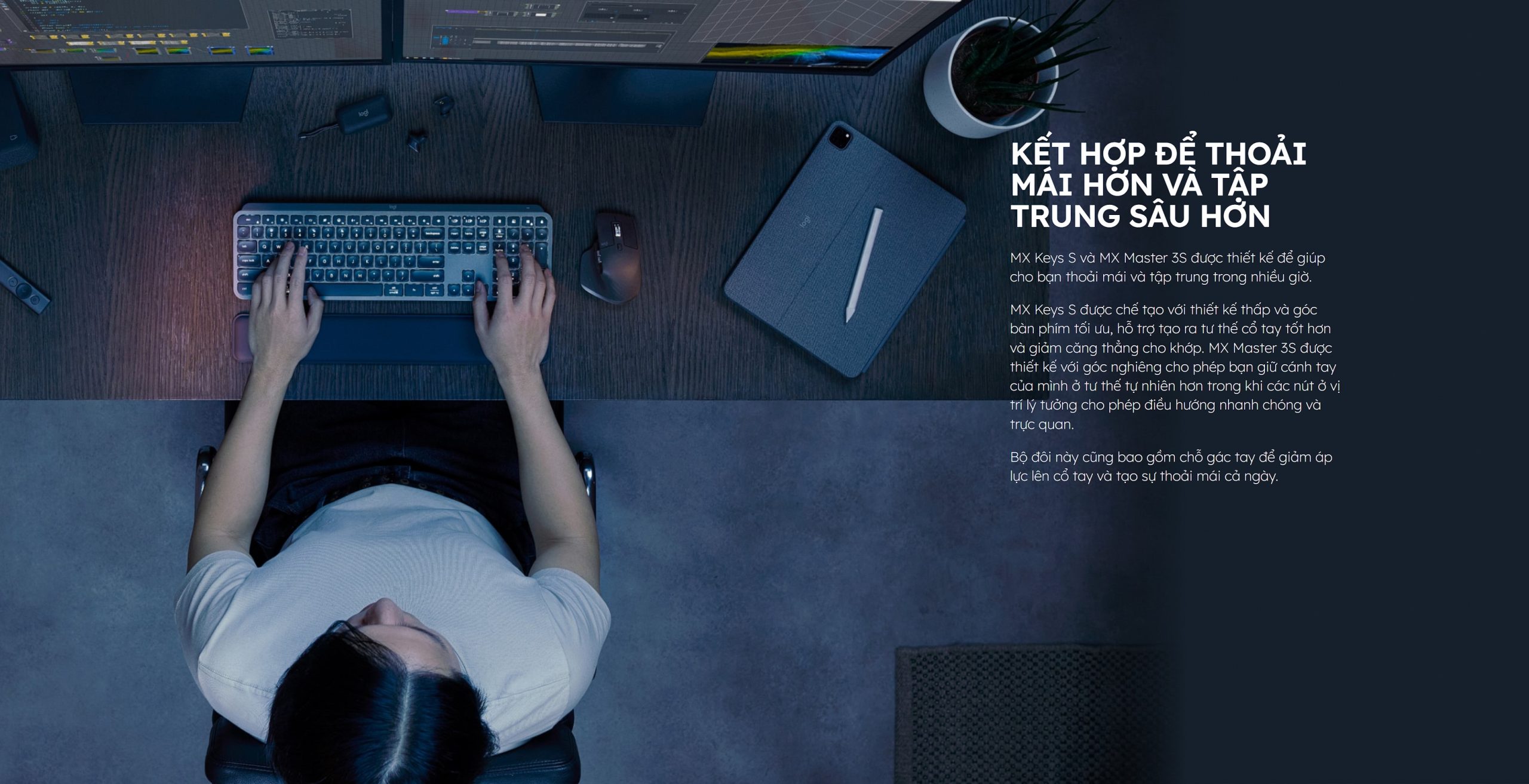 COMBO BÀN PHÍM VÀ CHUỘT KHÔNG DÂY LOGITECH MX KEYS S GRAPHITE - bảo hành chính hãng 12 tháng 5 COMBO BÀN PHÍM VÀ CHUỘT KHÔNG DÂY LOGITECH MX KEYS S GRAPHITE - bảo hành chính hãng 12 tháng - Ảnh 5
