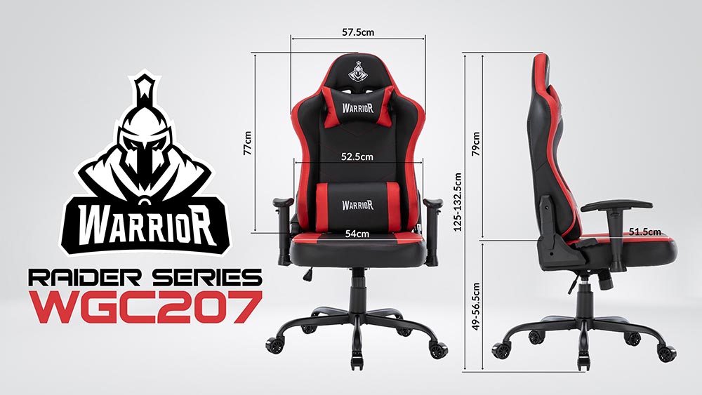 GHẾ GAME WARRIOR RAIDER SERIES - WGC207 - BLACK / RED (MÀU ĐỎ ĐEN) bảo hành chính hãng 12 tháng 19 Kích thước ghế chơi game WARRIOR WGC207