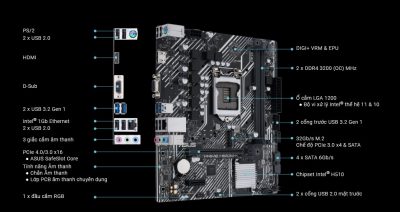 MAINBOARD ASUS PRIME H510M-K (INTEL H510, SOCKET 1200, M-ATX, 2 KHE RAM DDR4) bảo hành chính hãng 36 tháng 23 mainboard asus prime h510m k mota3 400x212 1