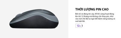 CHUỘT KHÔNG DÂY LOGITECH M185 WIRELESS (USB/XÁM/XANH/ĐỎ) 19 mouse logitech m185 wireless blackgrayred 004 400x127 1