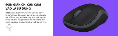 CHUỘT KHÔNG DÂY LOGITECH M185 WIRELESS (USB/XÁM/XANH/ĐỎ) 20 mouse logitech m185 wireless blackgrayred 005 400x124 1