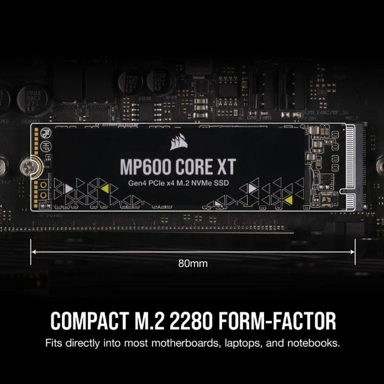 Ổ cứng SSD Corsair MP600 CORE XT 1TB M.2 2280 PCIe NVMe Gen 4.0x4 (Đoc 5000MB/s, Ghi 3500MB/s) - (CSSD-F1000GBMP600CXT) 1 Ổ cứng SSD Corsair MP600 CORE XT 1TB M.2 2280 PCIe NVMe Gen 4.0x4 (Đoc 5000MB/s, Ghi 3500MB/s) - (CSSD-F1000GBMP600CXT)