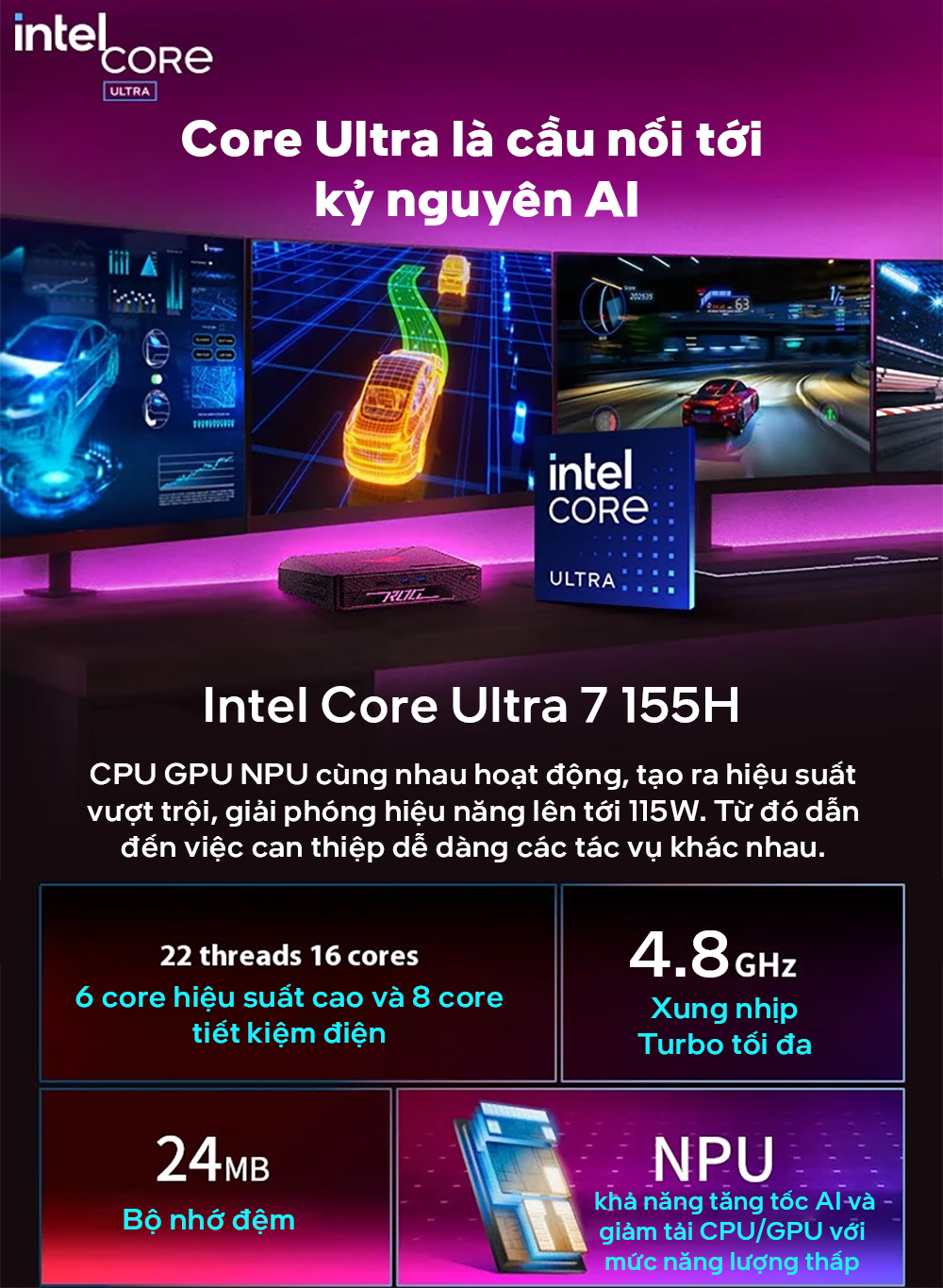 BỘ MINI PC ASUS NUC ROG RNUC14SRKU710001I (U7 155H)/2XDDR5-5600/3X GEN4 NVME/KILLER WIFI 6E/WIN11/RTX 4060/NON ROG LOGO) bảo hành chính hãng 36 tháng 21 rog nuc 2024 core ultra 7 slide1
