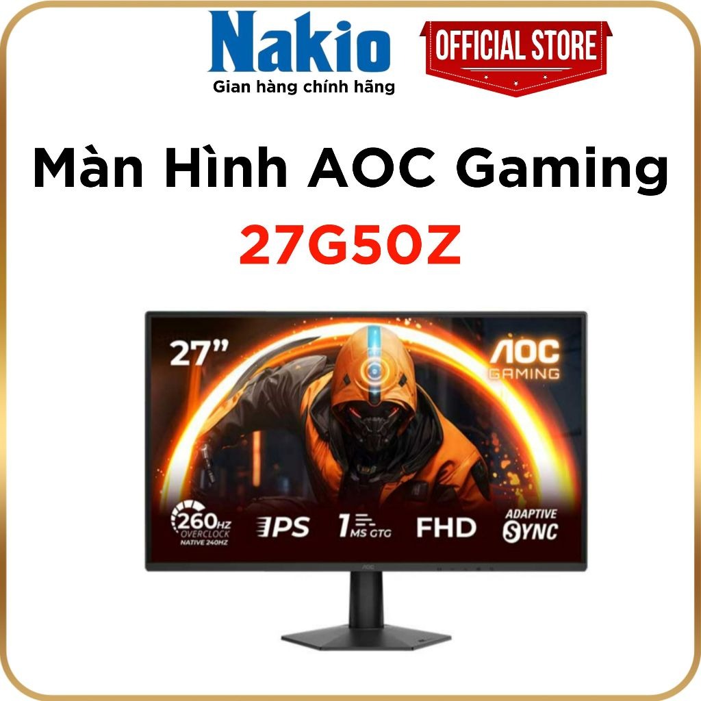 Màn hình AOC 27G50Z/71 | 27 ''/ FHD/ IPS/240hz - 260Hz (OC)/ 0.3ms/ 1 x HDMI 2.0, 1 x DisplayPort 1.4, 1 x Audio out 4 Màn hình AOC 27G50Z/71 | 27 ''/ FHD/ IPS/240hz - 260Hz (OC)/ 0.3ms/ 1 x HDMI 2.0, 1 x DisplayPort 1.4, 1 x Audio out - Ảnh 4