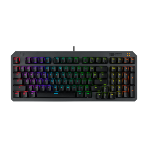 Bàn phím ASUS TUF Gaming K3 Gen II với bố cục nhỏ gọn 97 phím, công tắc RGB quang-cơ học, gắn silicone-gasket, đệm chống ồn, khả năng chống nước IP57, mặt trên có thể tháo rời và tương thích Aura Sync.