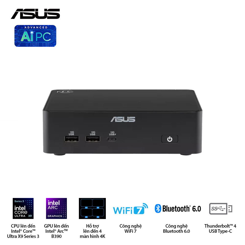 Bộ PC ASUS NUC 16 Pro RNUC16GDKX76C4H2 (Intel Core Ultra X7 358H | Intel Arc Graphics | 32GB | 1TB | 2x HDMI 2.1 | 2x Thunderbolt | VESA MOUNT | Windows 11 Home)